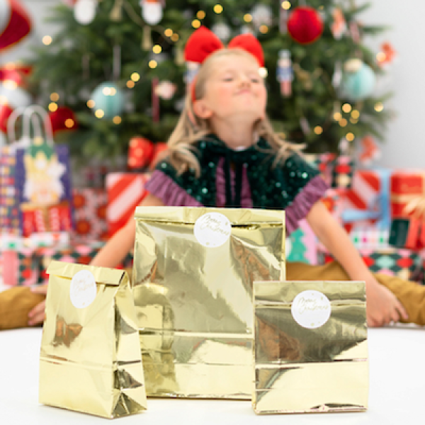 Geschenktueten Merry Christmas Gold - PartyDeco